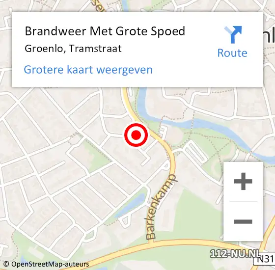 Locatie op kaart van de 112 melding: Brandweer Met Grote Spoed Naar Groenlo, Tramstraat op 31 augustus 2014 11:29