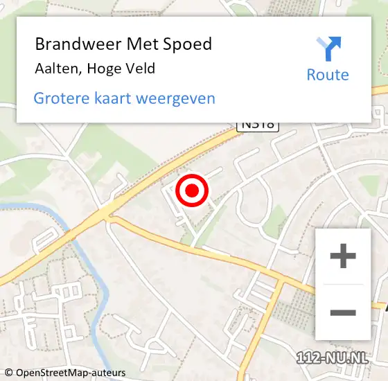 Locatie op kaart van de 112 melding: Brandweer Met Spoed Naar Aalten, Hoge Veld op 4 juli 2023 06:51