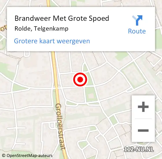 Locatie op kaart van de 112 melding: Brandweer Met Grote Spoed Naar Rolde, Telgenkamp op 4 juli 2023 08:39