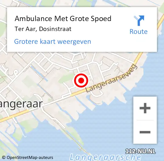 Locatie op kaart van de 112 melding: Ambulance Met Grote Spoed Naar Ter Aar, Dosinstraat op 4 juli 2023 09:06