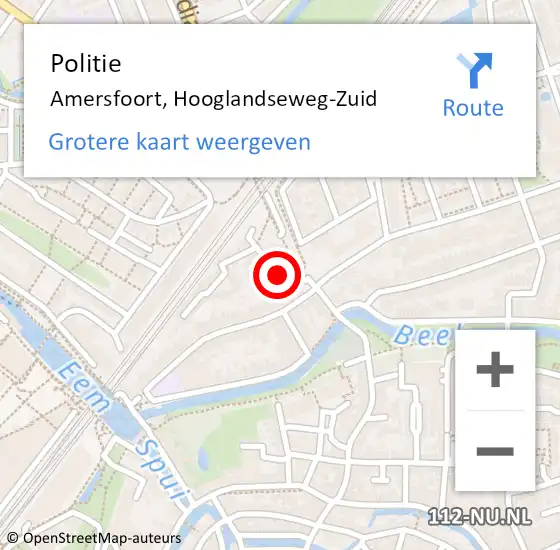 Locatie op kaart van de 112 melding: Politie Amersfoort, Hooglandseweg-Zuid op 4 juli 2023 09:42