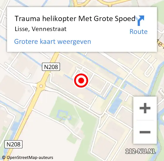 Locatie op kaart van de 112 melding: Trauma helikopter Met Grote Spoed Naar Lisse, Vennestraat op 4 juli 2023 09:43