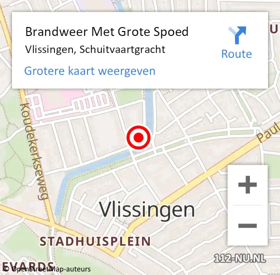 Locatie op kaart van de 112 melding: Brandweer Met Grote Spoed Naar Vlissingen, Schuitvaartgracht op 4 juli 2023 09:44