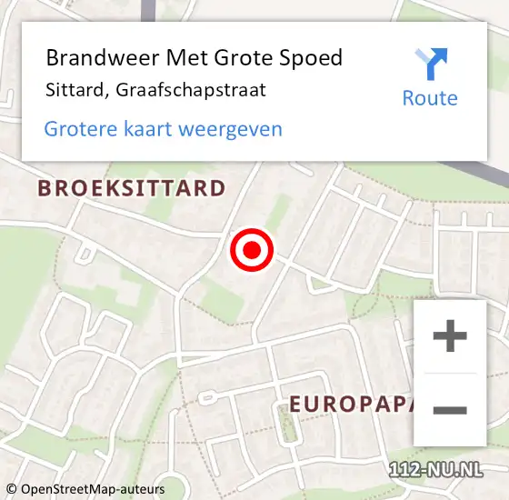 Locatie op kaart van de 112 melding: Brandweer Met Grote Spoed Naar Sittard, Graafschapstraat op 4 juli 2023 09:50