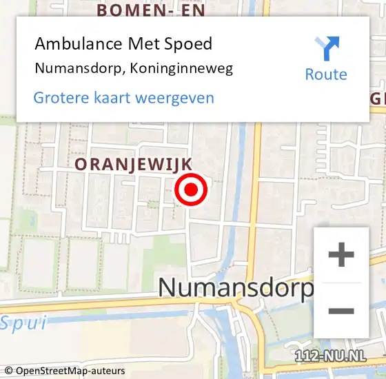 Locatie op kaart van de 112 melding: Ambulance Met Spoed Naar Numansdorp, Koninginneweg op 4 juli 2023 09:52