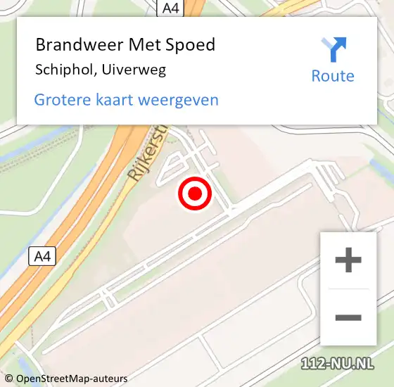 Locatie op kaart van de 112 melding: Brandweer Met Spoed Naar Schiphol, Uiverweg op 4 juli 2023 09:56