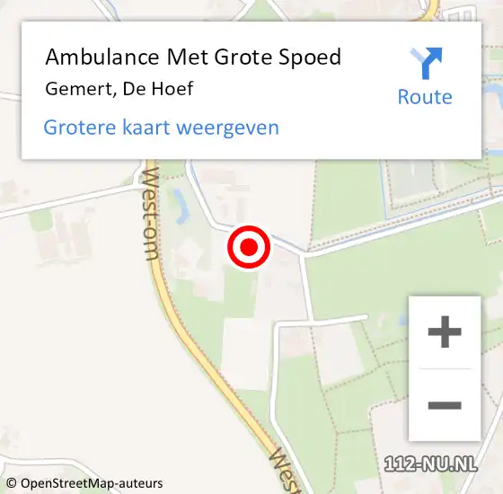 Locatie op kaart van de 112 melding: Ambulance Met Grote Spoed Naar Gemert, De Hoef op 31 augustus 2014 11:59