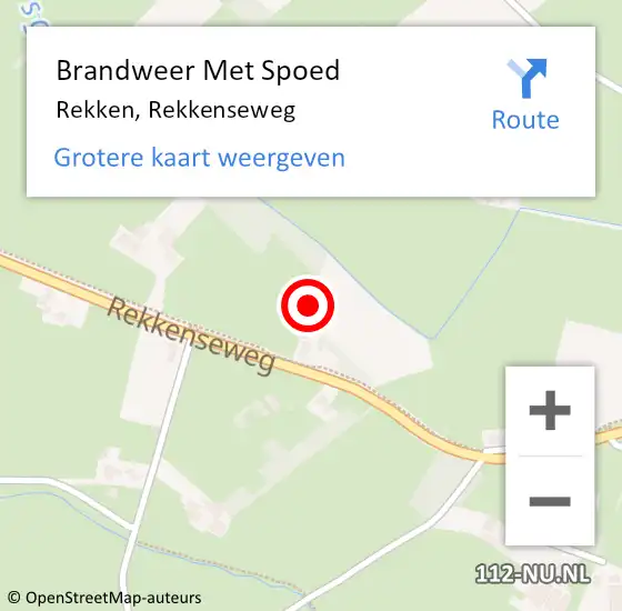 Locatie op kaart van de 112 melding: Brandweer Met Spoed Naar Rekken, Rekkenseweg op 4 juli 2023 10:32