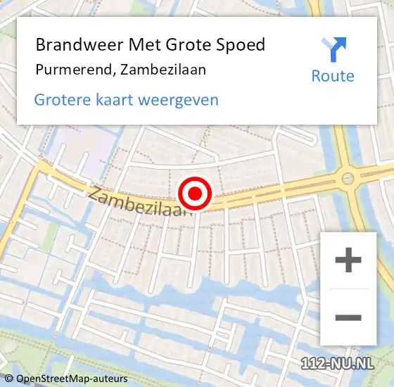 Locatie op kaart van de 112 melding: Brandweer Met Grote Spoed Naar Purmerend, Zambezilaan op 4 juli 2023 10:45