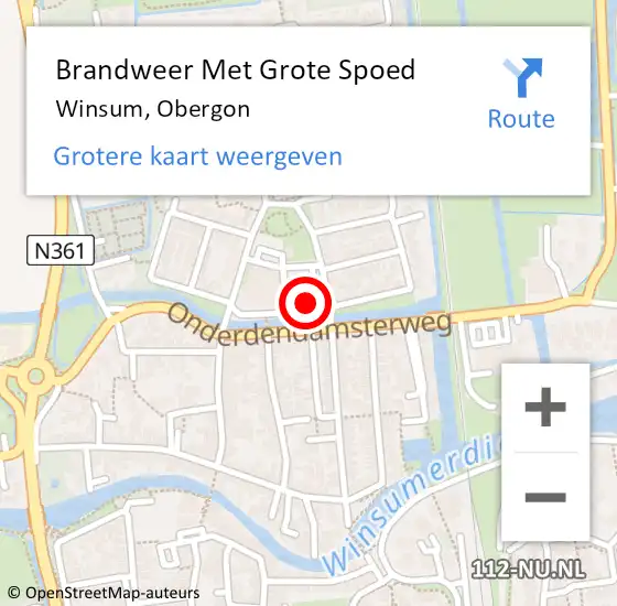 Locatie op kaart van de 112 melding: Brandweer Met Grote Spoed Naar Winsum, Obergon op 4 juli 2023 11:25