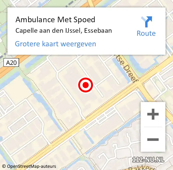 Locatie op kaart van de 112 melding: Ambulance Met Spoed Naar Capelle aan den IJssel, Essebaan op 4 juli 2023 11:33