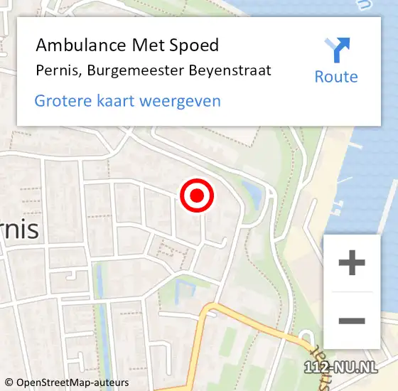 Locatie op kaart van de 112 melding: Ambulance Met Spoed Naar Pernis, Burgemeester Beyenstraat op 4 juli 2023 12:12