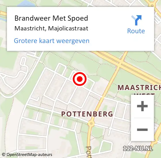 Locatie op kaart van de 112 melding: Brandweer Met Spoed Naar Maastricht, Majolicastraat op 4 juli 2023 12:26