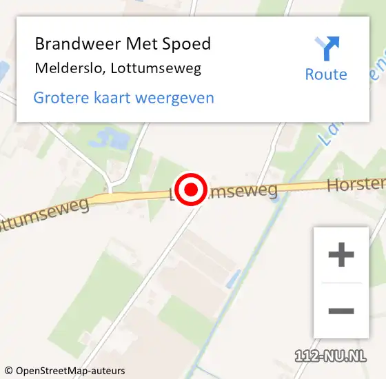 Locatie op kaart van de 112 melding: Brandweer Met Spoed Naar Melderslo, Lottumseweg op 4 juli 2023 12:34