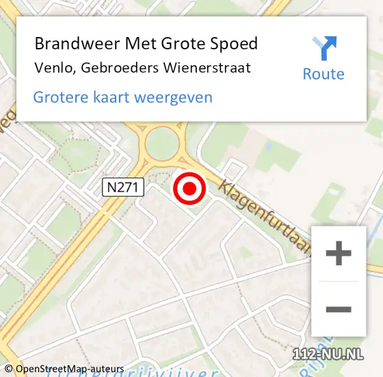 Locatie op kaart van de 112 melding: Brandweer Met Grote Spoed Naar Venlo, Gebroeders Wienerstraat op 4 juli 2023 12:46