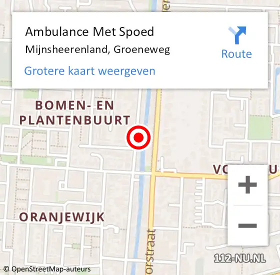 Locatie op kaart van de 112 melding: Ambulance Met Spoed Naar Mijnsheerenland, Groeneweg op 4 juli 2023 13:03