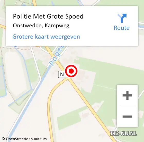 Locatie op kaart van de 112 melding: Politie Met Grote Spoed Naar Onstwedde, Kampweg op 4 juli 2023 13:04