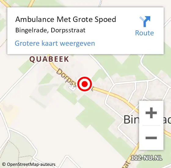 Locatie op kaart van de 112 melding: Ambulance Met Grote Spoed Naar Bingelrade, Dorpsstraat op 31 augustus 2014 12:20