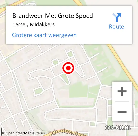 Locatie op kaart van de 112 melding: Brandweer Met Grote Spoed Naar Eersel, Midakkers op 4 juli 2023 13:45