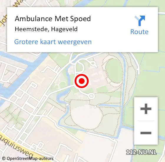 Locatie op kaart van de 112 melding: Ambulance Met Spoed Naar Heemstede, Hageveld op 4 juli 2023 13:48