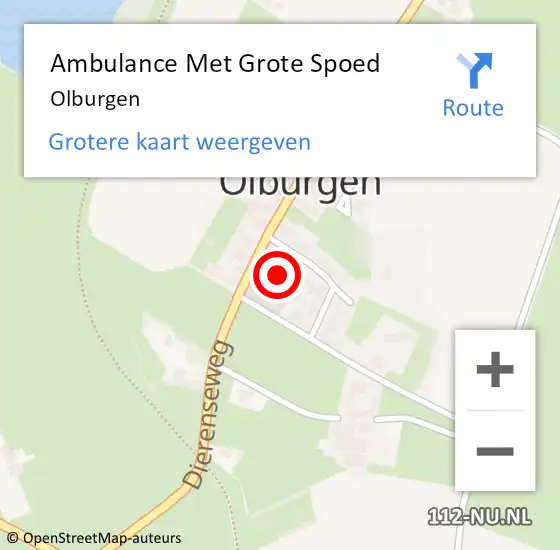 Locatie op kaart van de 112 melding: Ambulance Met Grote Spoed Naar Olburgen op 4 juli 2023 13:59