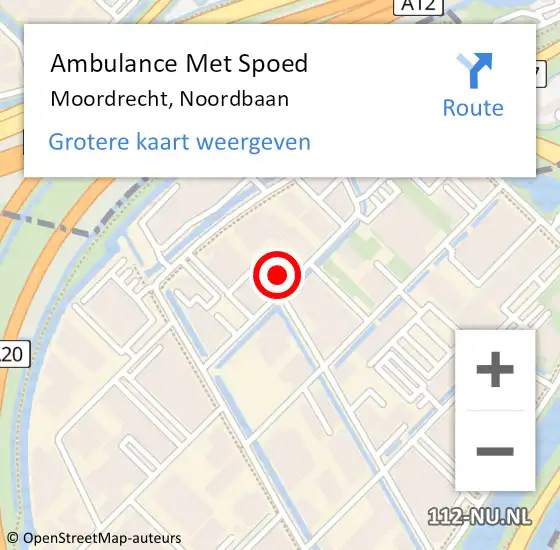 Locatie op kaart van de 112 melding: Ambulance Met Spoed Naar Moordrecht, Noordbaan op 4 juli 2023 14:00