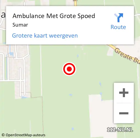 Locatie op kaart van de 112 melding: Ambulance Met Grote Spoed Naar Sumar op 31 augustus 2014 12:25