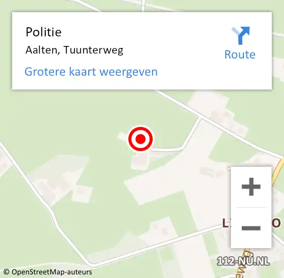 Locatie op kaart van de 112 melding: Politie Aalten, Tuunterweg op 4 juli 2023 14:24