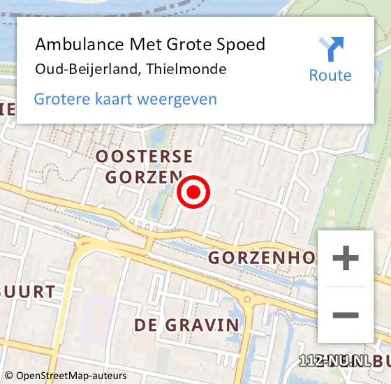 Locatie op kaart van de 112 melding: Ambulance Met Grote Spoed Naar Oud-Beijerland, Thielmonde op 4 juli 2023 14:25