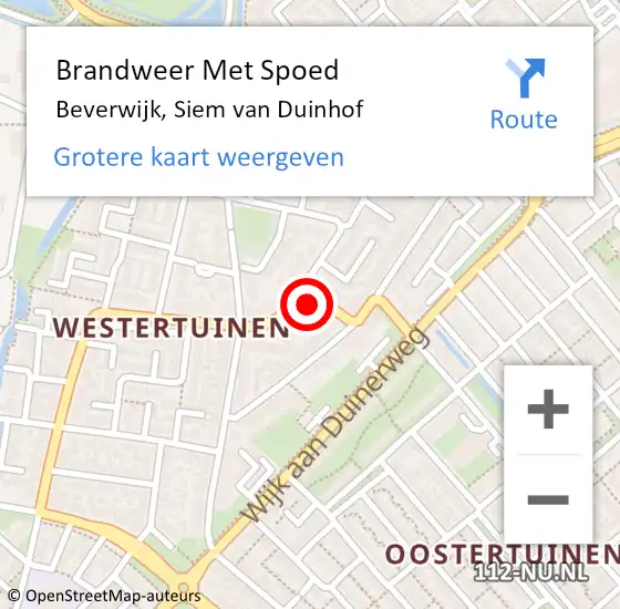 Locatie op kaart van de 112 melding: Brandweer Met Spoed Naar Beverwijk, Siem van Duinhof op 4 juli 2023 14:50