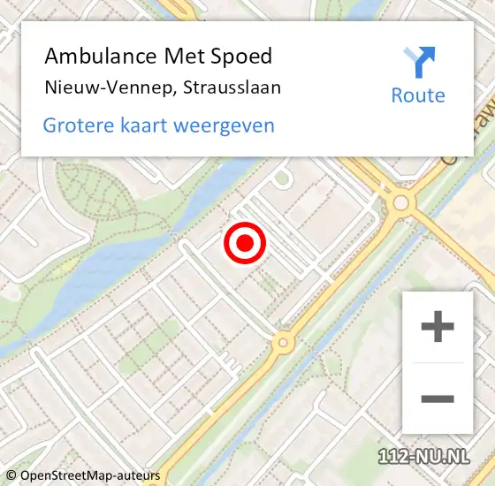 Locatie op kaart van de 112 melding: Ambulance Met Spoed Naar Nieuw-Vennep, Strausslaan op 4 juli 2023 14:58