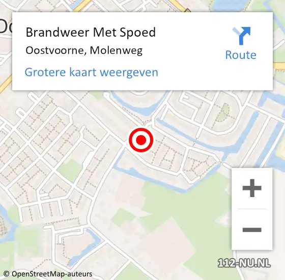 Locatie op kaart van de 112 melding: Brandweer Met Spoed Naar Oostvoorne, Molenweg op 4 juli 2023 15:01