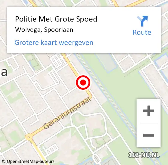 Locatie op kaart van de 112 melding: Politie Met Grote Spoed Naar Wolvega, Spoorlaan op 4 juli 2023 15:35