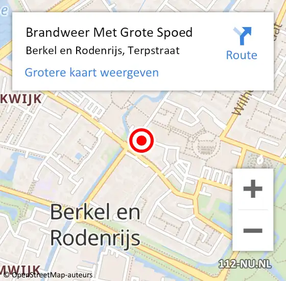 Locatie op kaart van de 112 melding: Brandweer Met Grote Spoed Naar Berkel en Rodenrijs, Terpstraat op 4 juli 2023 15:40