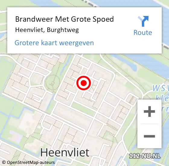 Locatie op kaart van de 112 melding: Brandweer Met Grote Spoed Naar Heenvliet, Burghtweg op 4 juli 2023 15:54