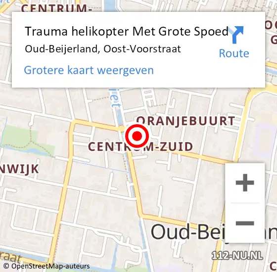 Locatie op kaart van de 112 melding: Trauma helikopter Met Grote Spoed Naar Oud-Beijerland, Oost-Voorstraat op 4 juli 2023 15:59