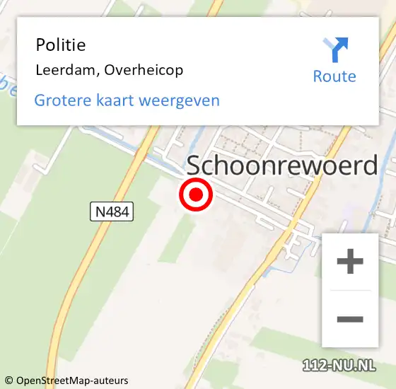 Locatie op kaart van de 112 melding: Politie Leerdam, Overheicop op 4 juli 2023 16:00