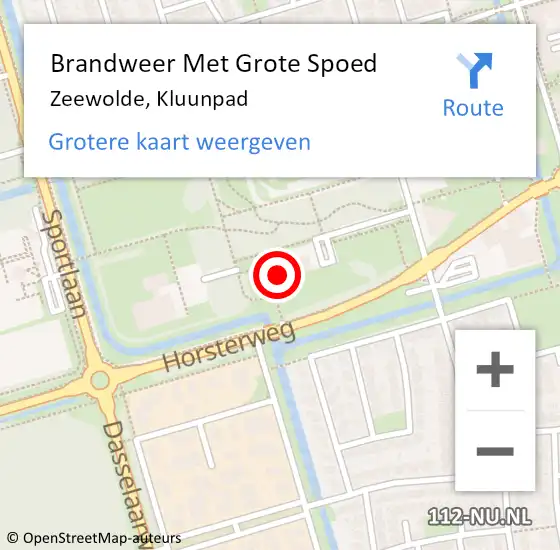 Locatie op kaart van de 112 melding: Brandweer Met Grote Spoed Naar Zeewolde, Kluunpad op 4 juli 2023 16:34