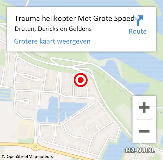 Locatie op kaart van de 112 melding: Trauma helikopter Met Grote Spoed Naar Druten, Dericks en Geldens op 4 juli 2023 16:42