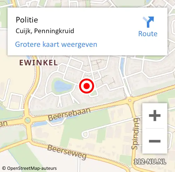 Locatie op kaart van de 112 melding: Politie Cuijk, Penningkruid op 4 juli 2023 16:47