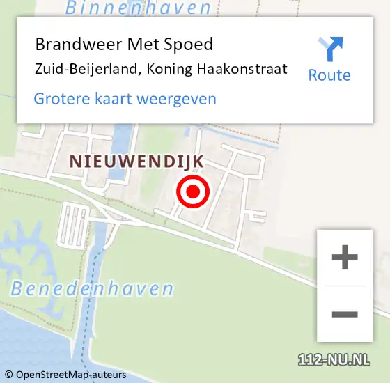 Locatie op kaart van de 112 melding: Brandweer Met Spoed Naar Zuid-Beijerland, Koning Haakonstraat op 4 juli 2023 17:08
