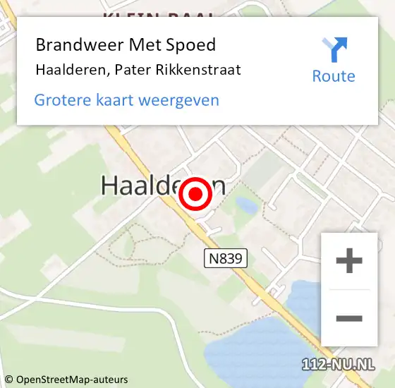 Locatie op kaart van de 112 melding: Brandweer Met Spoed Naar Haalderen, Pater Rikkenstraat op 4 juli 2023 17:11