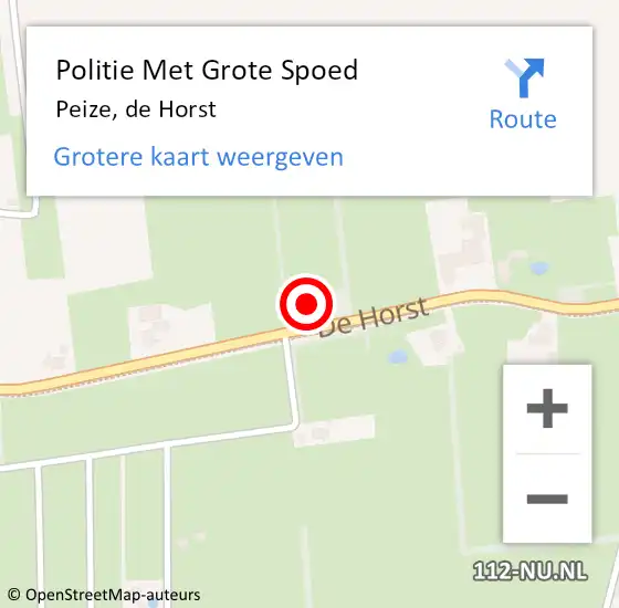 Locatie op kaart van de 112 melding: Politie Met Grote Spoed Naar Peize, de Horst op 4 juli 2023 18:01