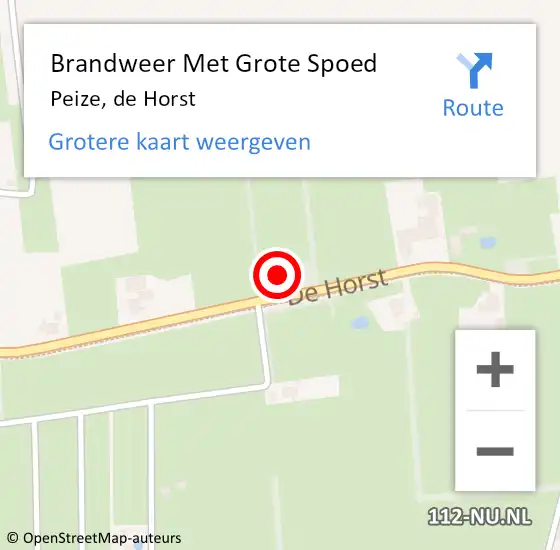 Locatie op kaart van de 112 melding: Brandweer Met Grote Spoed Naar Peize, de Horst op 4 juli 2023 18:01