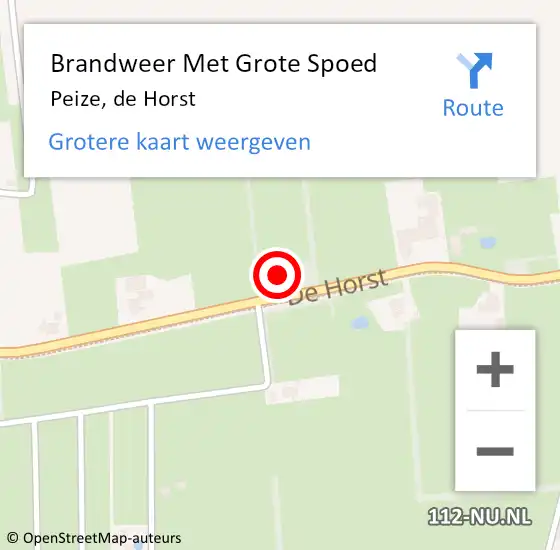 Locatie op kaart van de 112 melding: Brandweer Met Grote Spoed Naar Peize, de Horst op 4 juli 2023 18:04