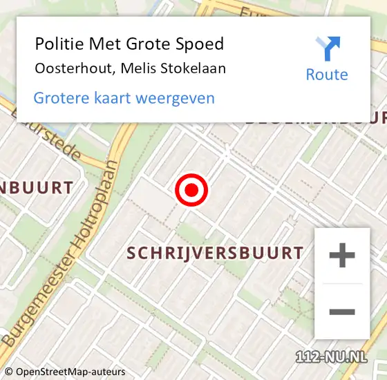 Locatie op kaart van de 112 melding: Politie Met Grote Spoed Naar Oosterhout, Melis Stokelaan op 4 juli 2023 18:41