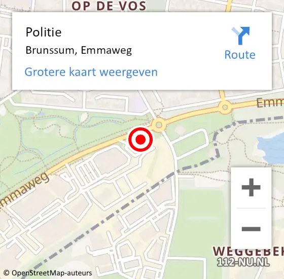 Locatie op kaart van de 112 melding: Politie Brunssum, Emmaweg op 4 juli 2023 18:55
