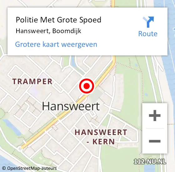 Locatie op kaart van de 112 melding: Politie Met Grote Spoed Naar Hansweert, Boomdijk op 4 juli 2023 20:01