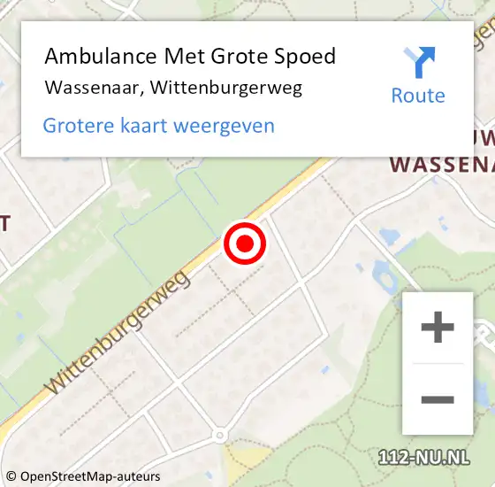 Locatie op kaart van de 112 melding: Ambulance Met Grote Spoed Naar Wassenaar, Wittenburgerweg op 4 juli 2023 20:41