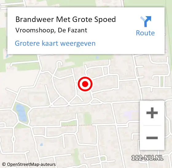 Locatie op kaart van de 112 melding: Brandweer Met Grote Spoed Naar Vroomshoop, De Fazant op 4 juli 2023 21:11